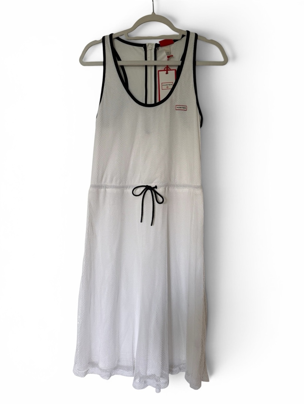 Hunter White Mesh Tank with Black Trim and Red Logo Accent